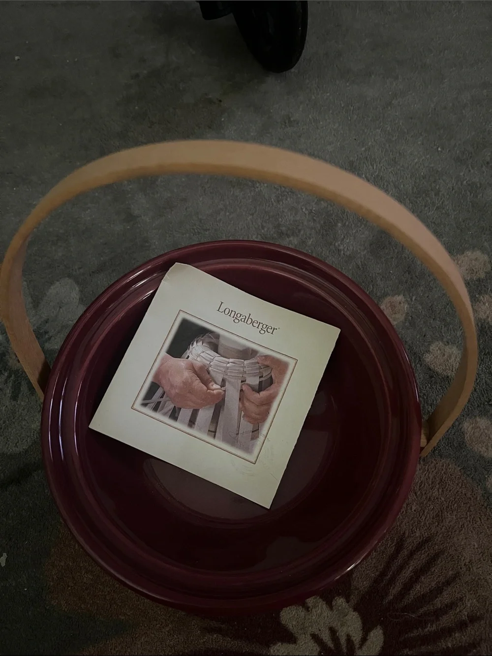 Longaberger Basket with Burgundy Pottery pie plate. - Picture 5 of 5